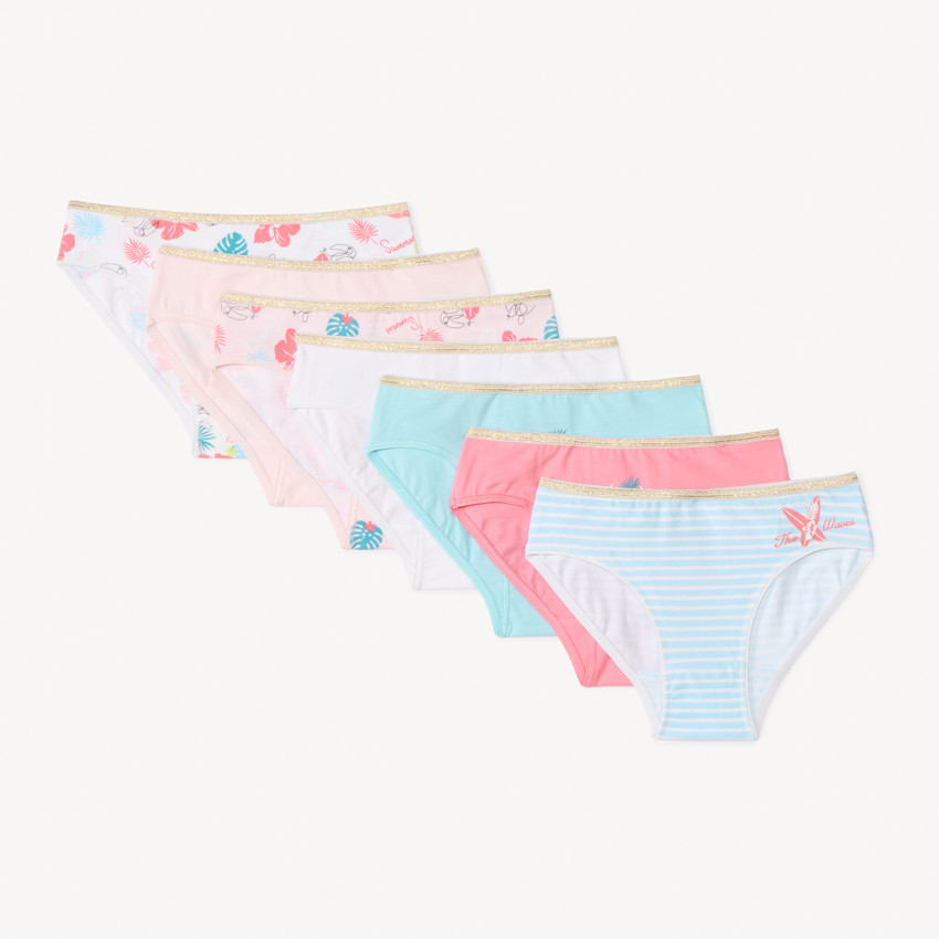 Set van 7 onderbroeken in fantasieprint van jersey voor meisjes 