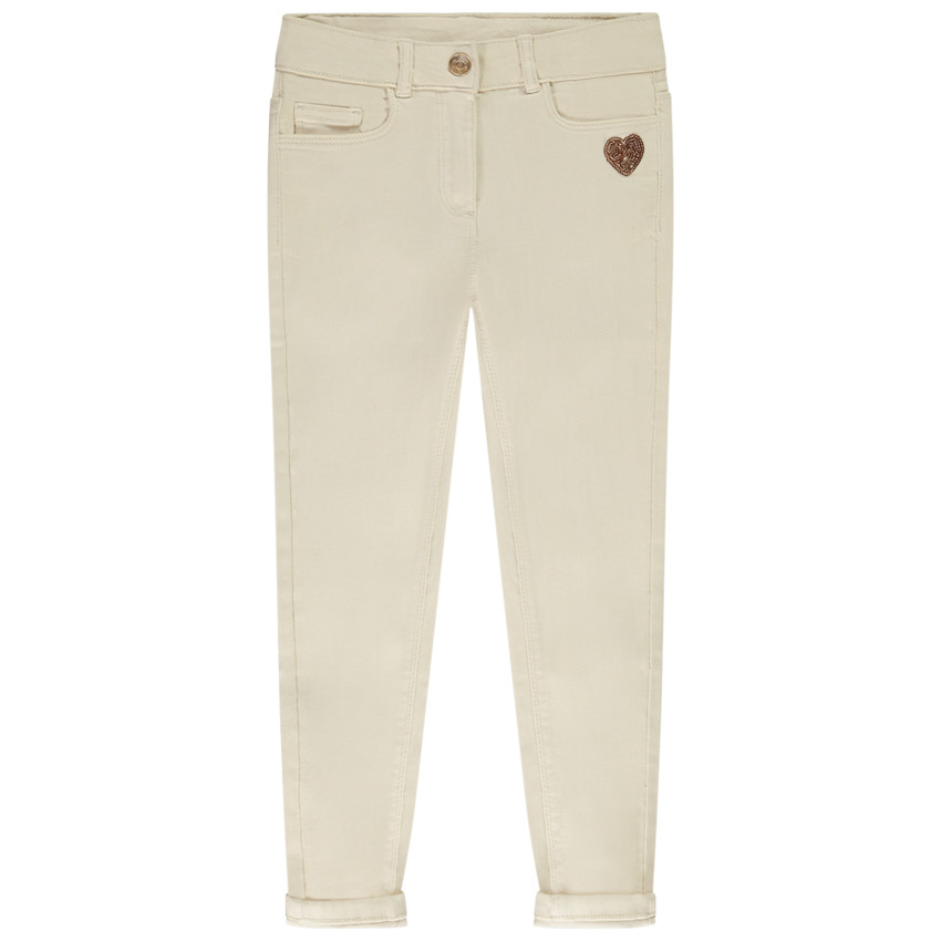 Jean slim motif cœur en sequins pour fille 