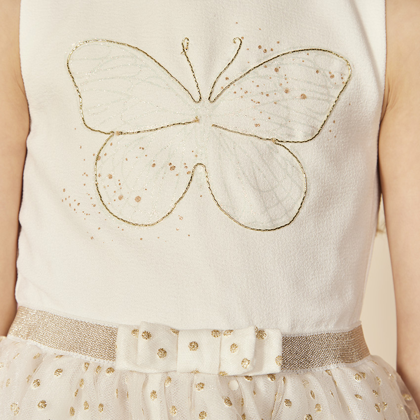 Ceremoniejurk in crêpe en tule voor meisjes 