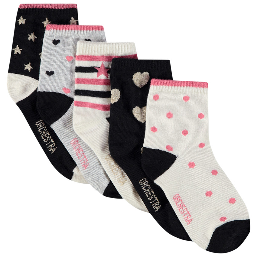 Lot de 5 paires de chaussettes fantaisies pour fille 
