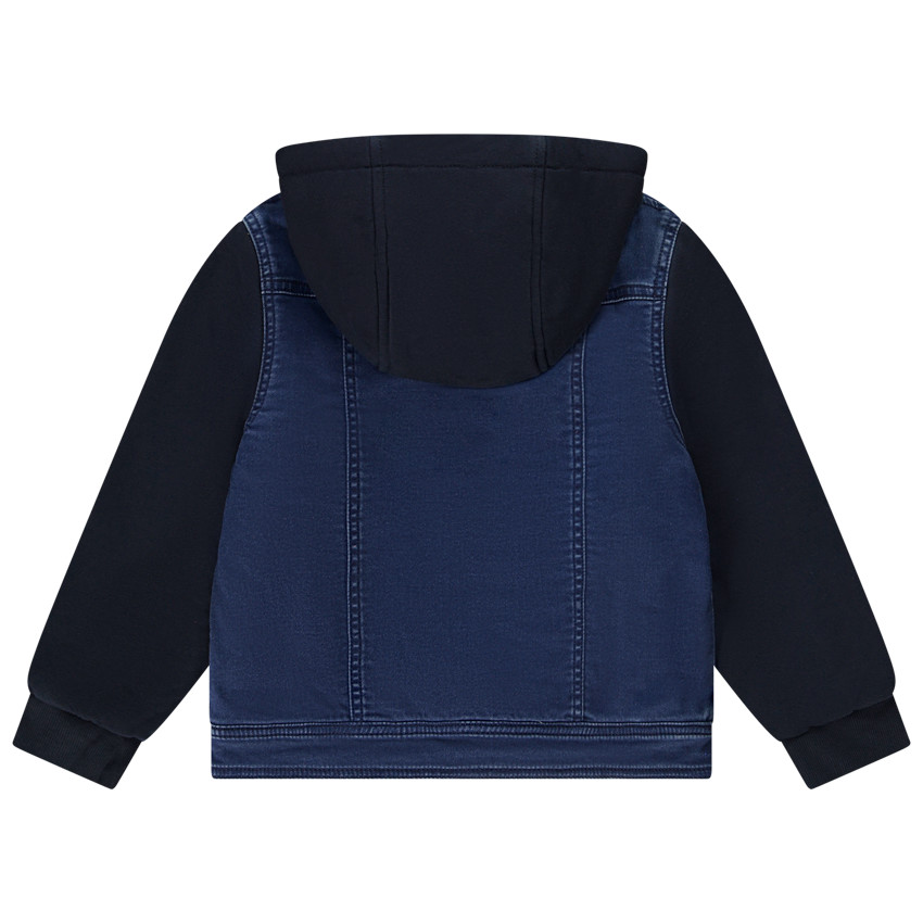 Jeansjasje met kap en mouwen van molton voor jongens 