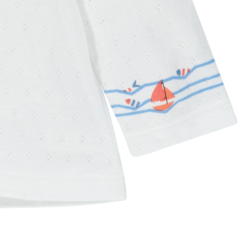 Tee-shirt manches longues en pointelle avec print vagues  