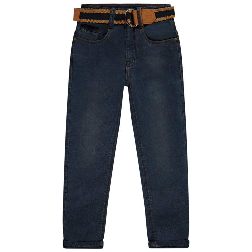Jean droit doublé avec ceinture amovible pour garçon 