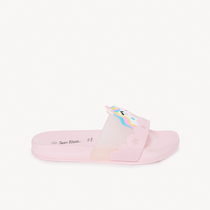 Claquette unicorn in relief voor meisjes - met bandje volgens maat 