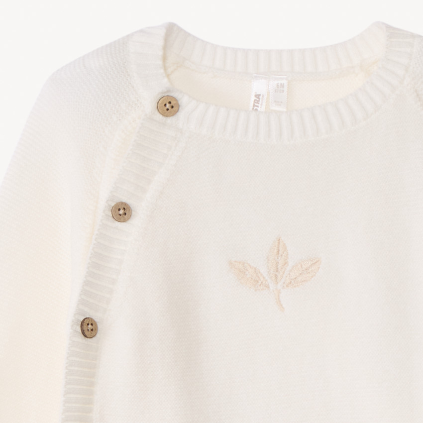 Set van 2-delige gebreide outfit in schuimsteek, effen beige, voor baby 