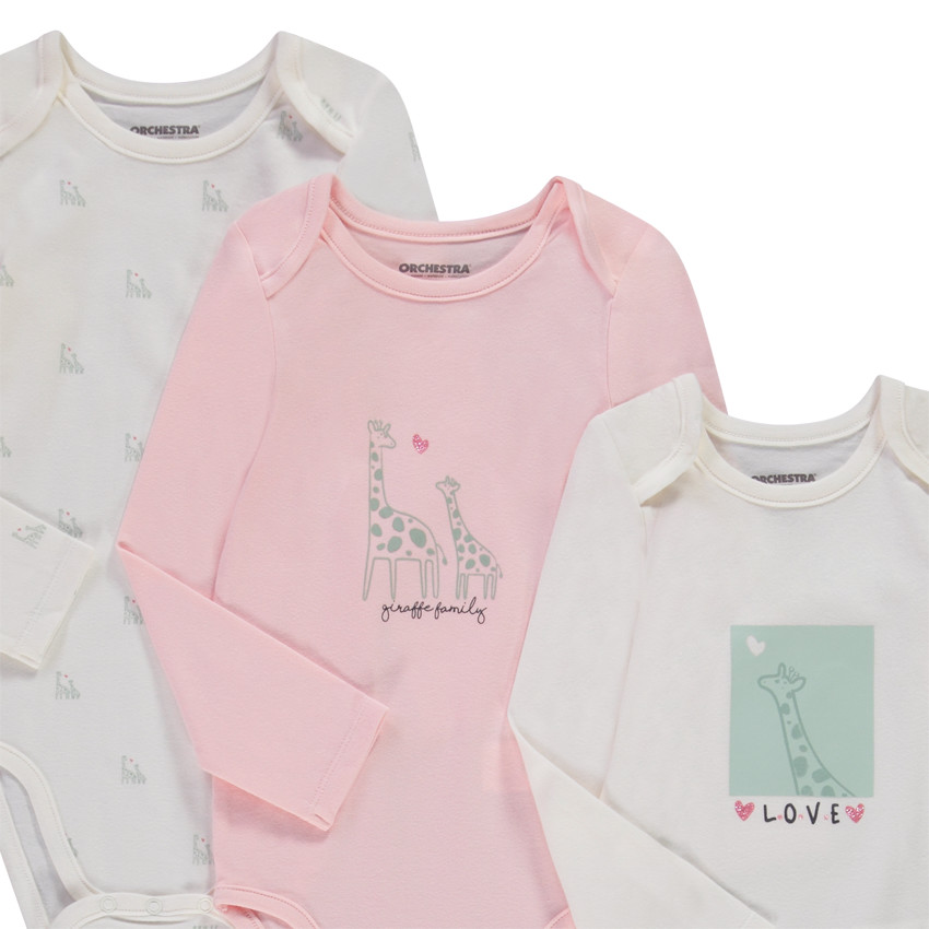 Set van 5 lange mouwen rompers voor meisjes met verschillende openingen afhankelijk van de leeftijd 