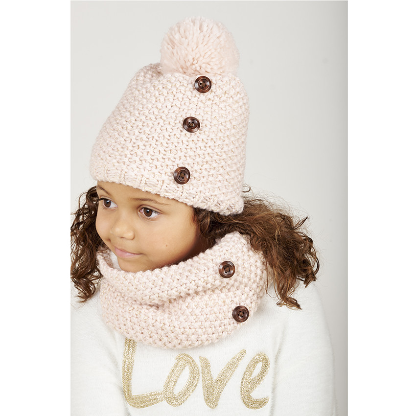 Bonnet Et écharpe 2 En 1 Enfant Fille - Coton Chaud - Taille 2 à 10 Ans - Tour De Cou Et Bonnet Assortis - 3