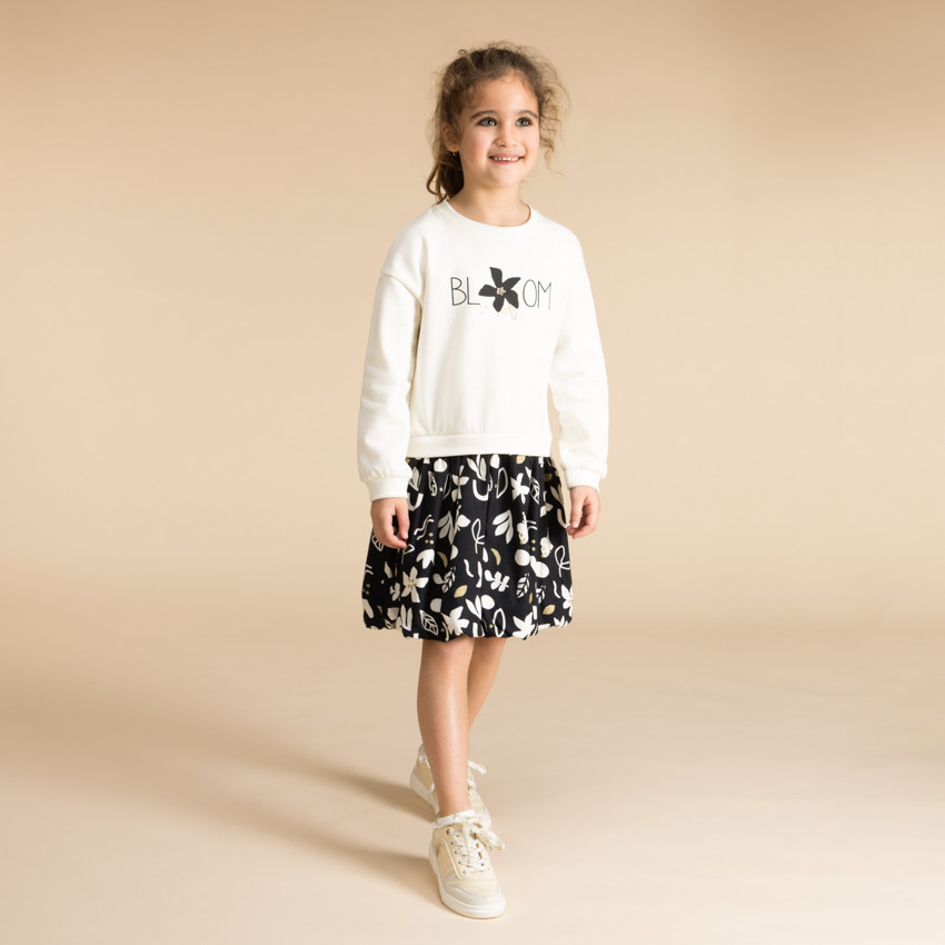 Jurk met 2-in-1 effect en bloemenmotief voor meisjes 