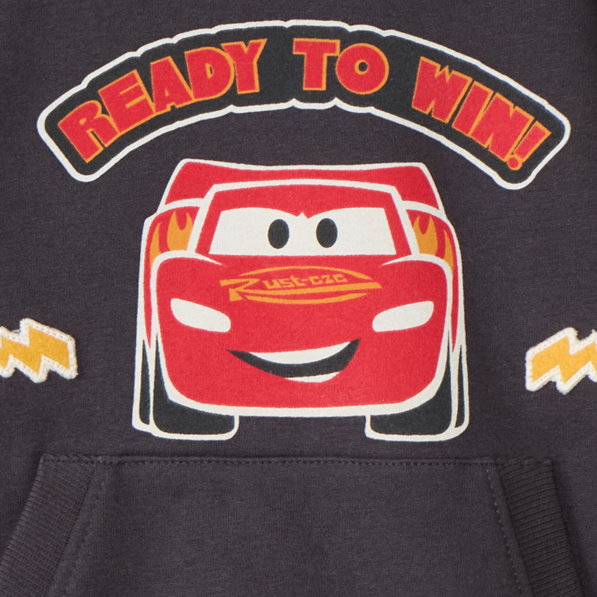 Sweatshirt fleece Cars Disney met kangoeroezak voor babyjongens 