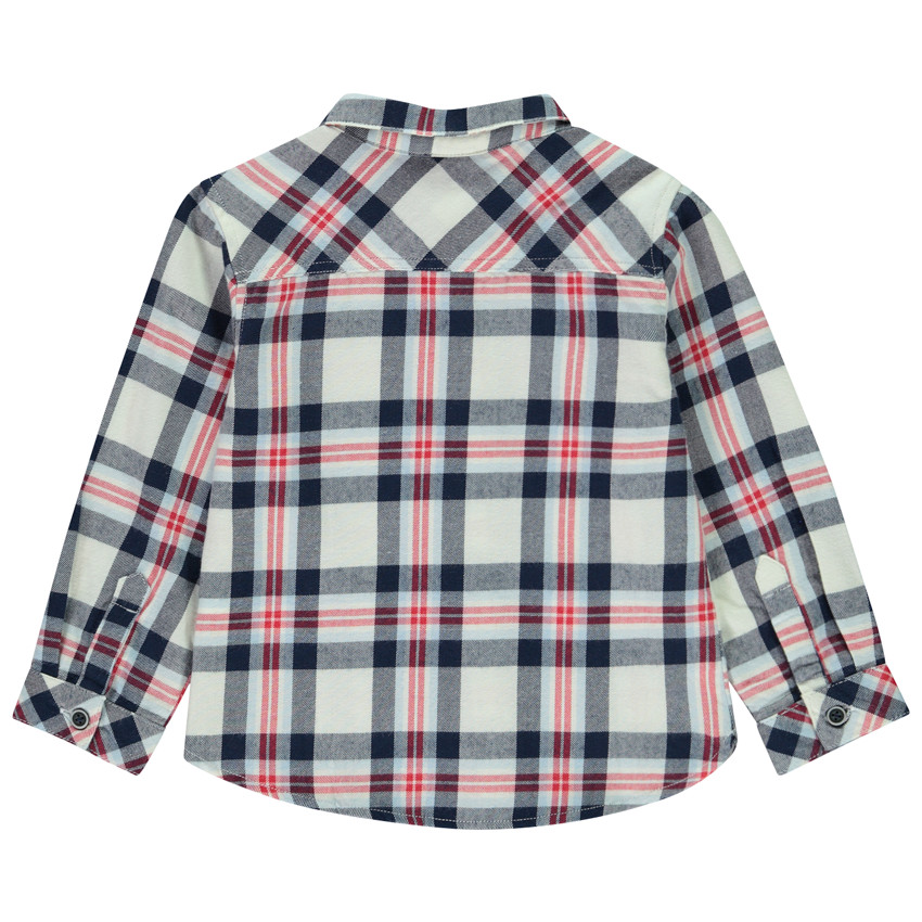 Langarmige geruite shirt met zak voor baby jongen 