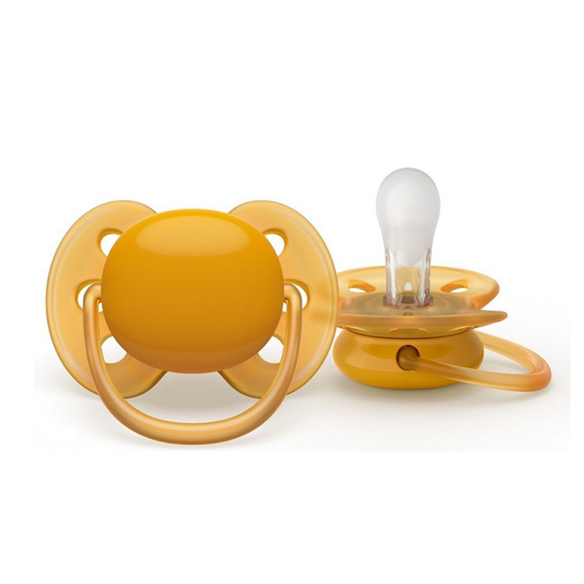 Sucette Silicone Ultra Soft +6m - Jaune/Vert - 2 pièces 