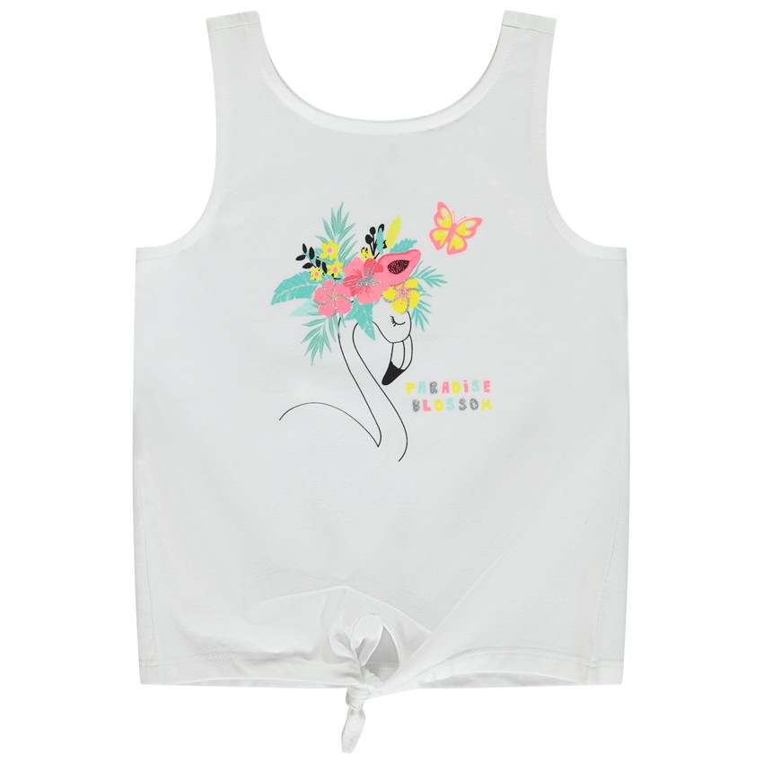 Geknoopt mouwloos topje met fantasieprint en pailletten voor meisjes 