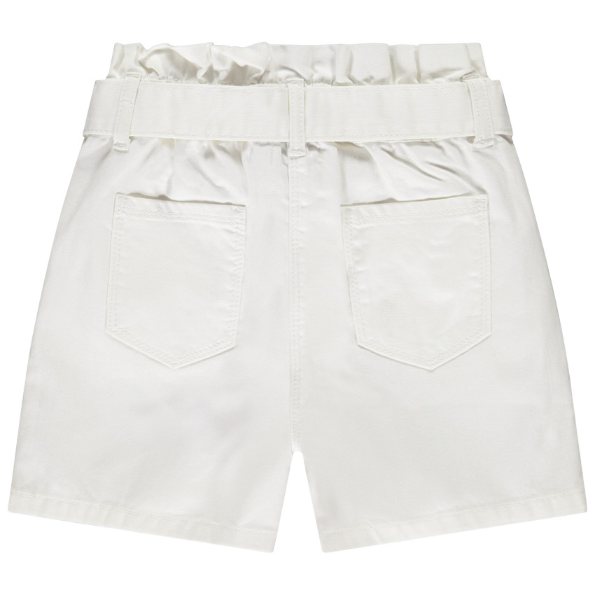 Short paperbag en twill avec ceinture à nouer fille 