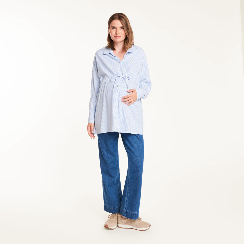 Chemise maternité manches longues à rayures 