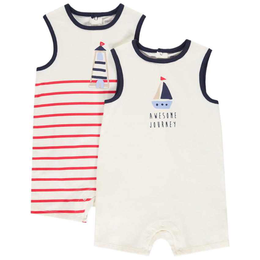 Set van 2 zeemotief jumpsuits voor baby jongen 