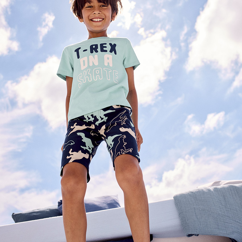 Set pyjama court motif T-Rex pour garçon 