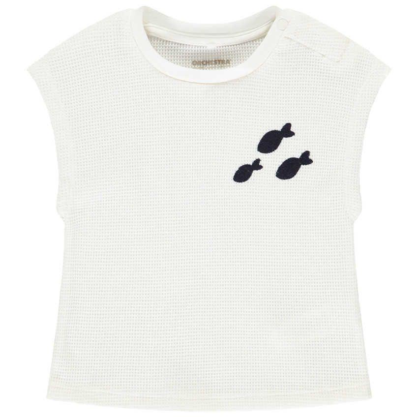 Débardeur effet loose en nid d'abeille brodé pour bébé garçon 