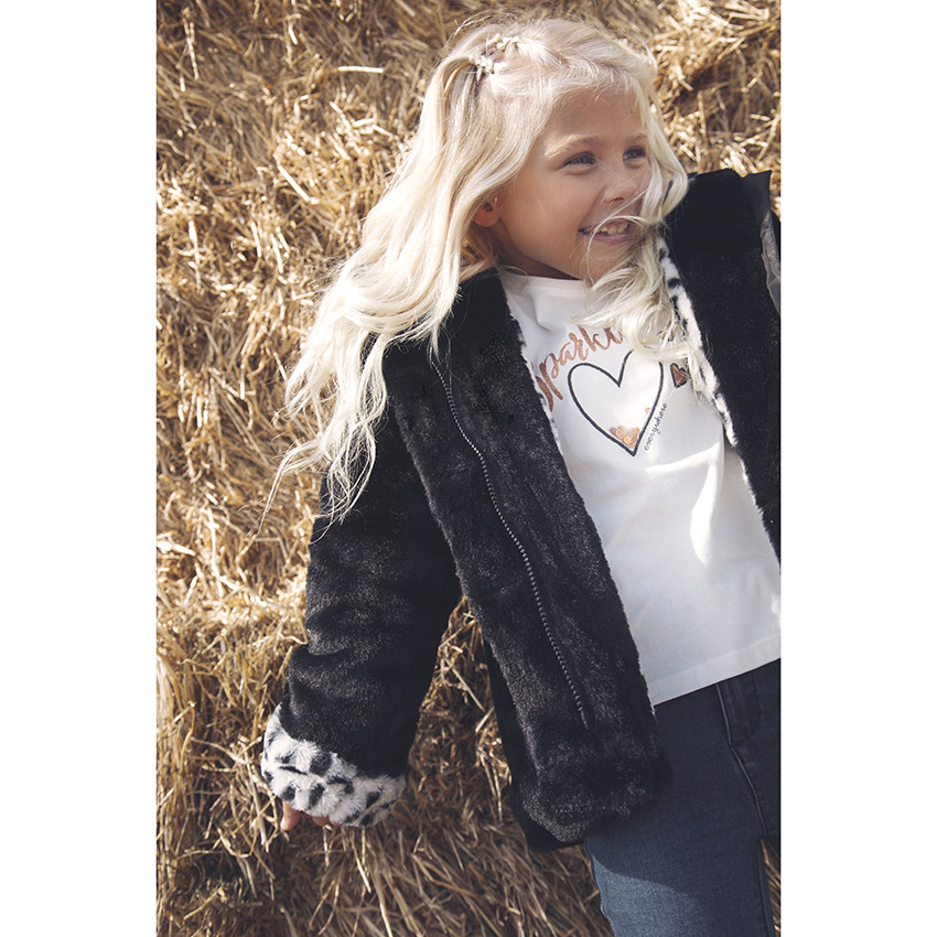 Jas met kap in sherpa met sherpa voering voor meisjes 