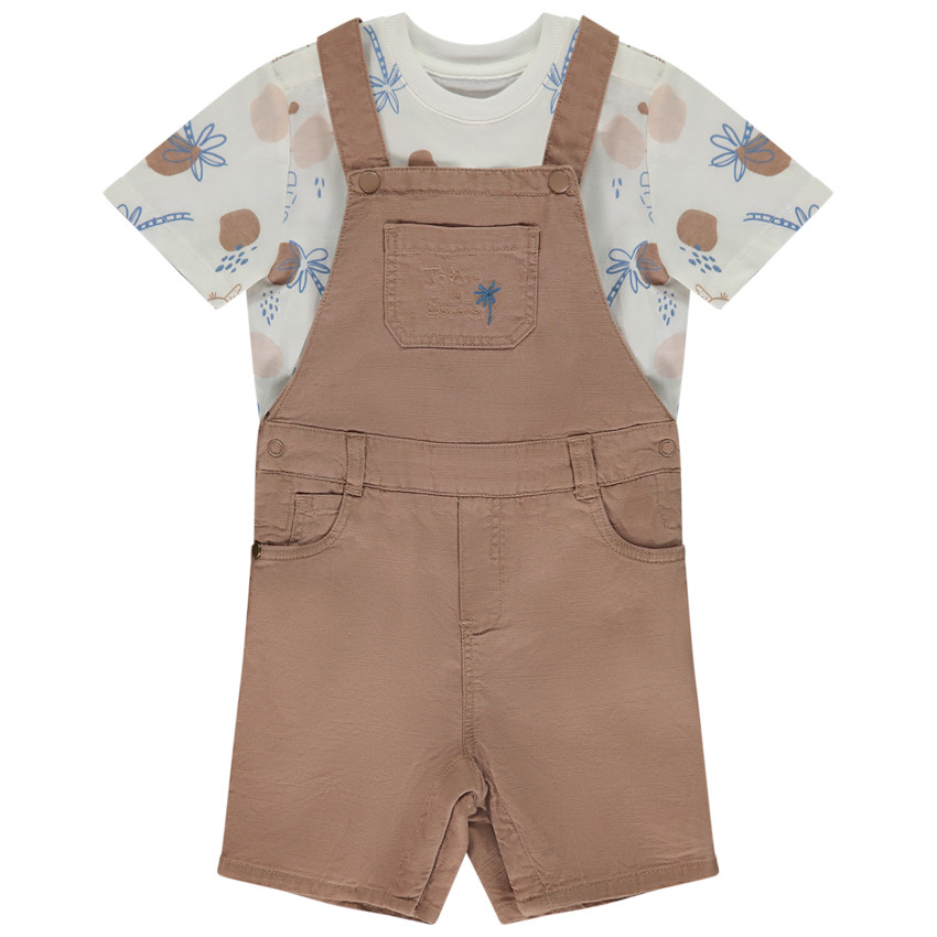 Ensemble 2 pièces avec salopette courte pour bébé garçon 