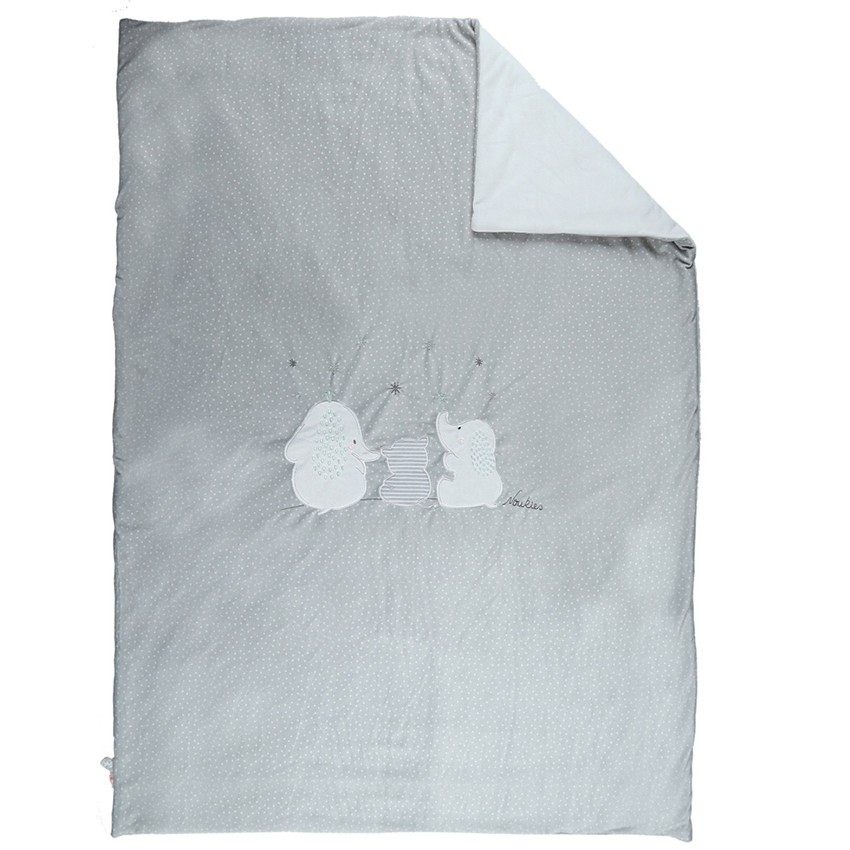 Couverture Anna et Milo en Veloudoux 100 x 140 cm - Gris/Ecru  