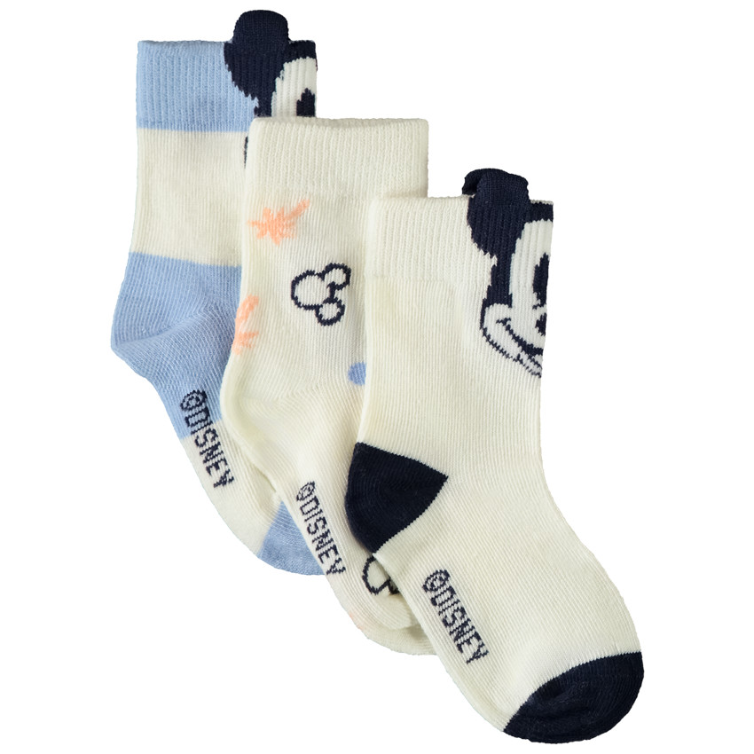 Lot de 3 paires de chaussettes Mickey Disney avec relief pour bébé garçon 