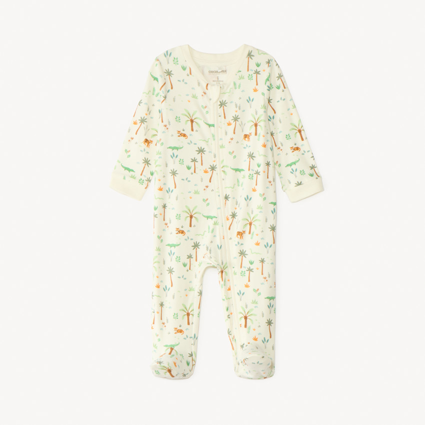 Lichtgewicht lange mouwen slaappak met tropische print voor jongensbaby. 