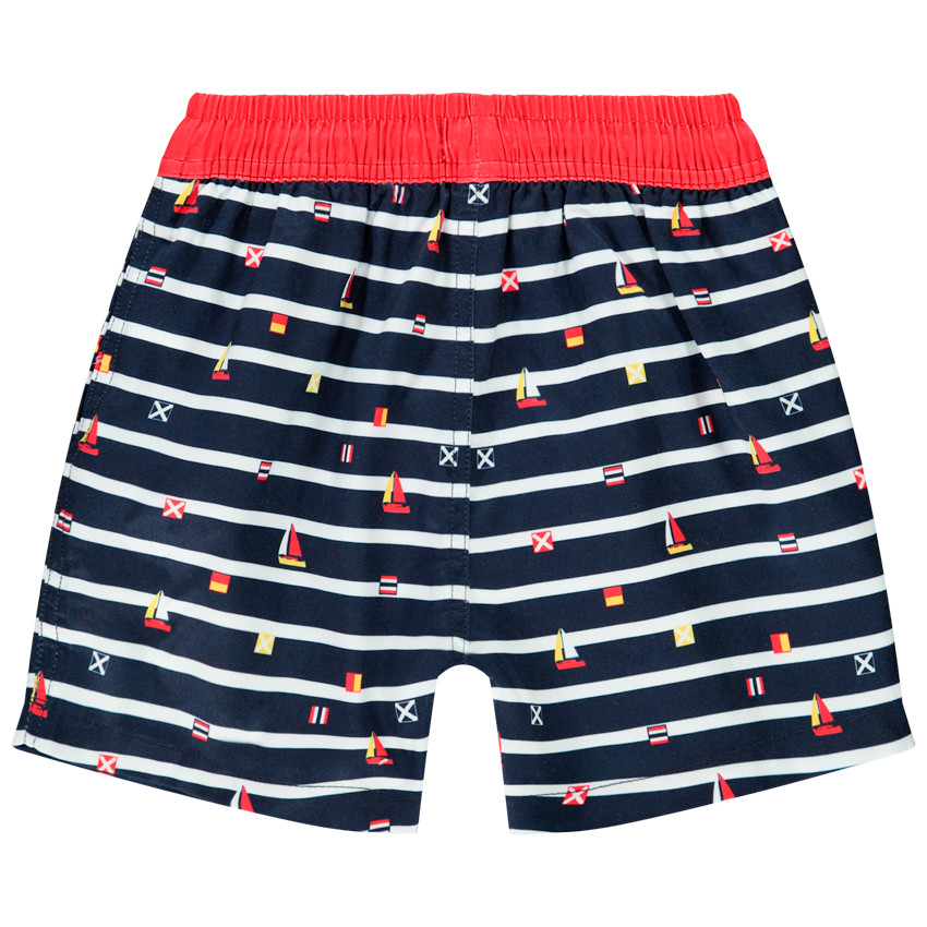 Short de bain à rayures en microfibre et mesh pour garçon 