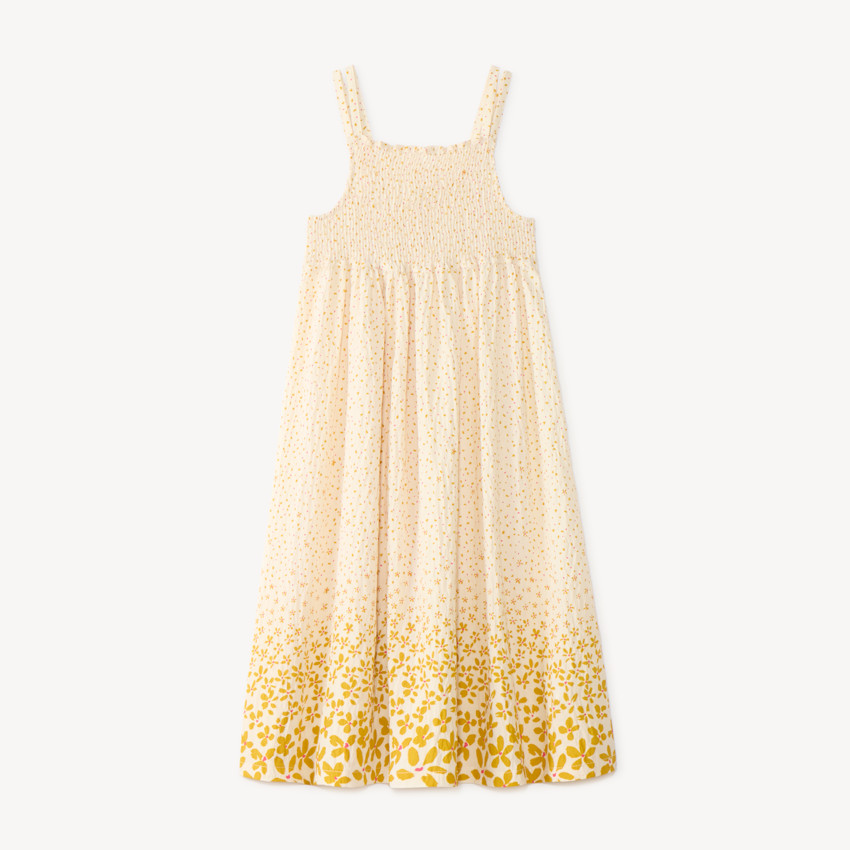 Robe longue smockée à bretelles imprimé fleurs fille 