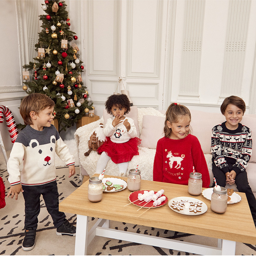 Pull en tricot effet fourrure avec broderie cerf pour fille 