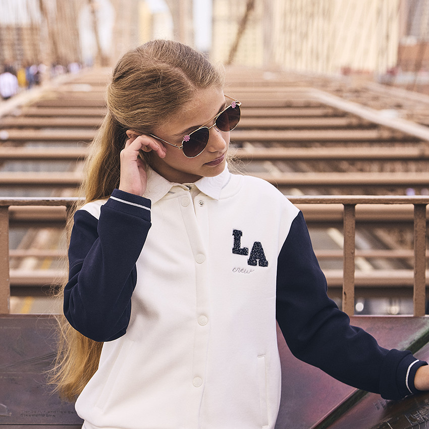 Veste teddy en molleton contrecollé sherpa patch LA pour fille 