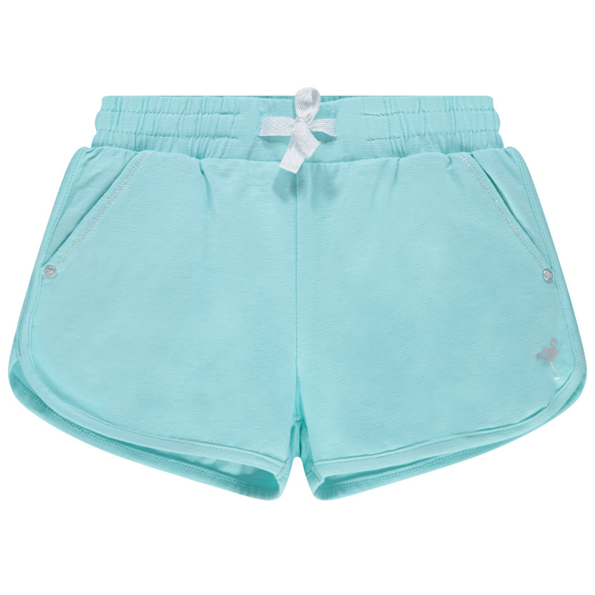 Effen jersey short met zilveren folieprint 