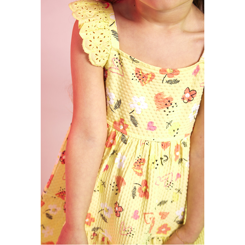 Robe in gaas met fantasieprint voor meisjes 