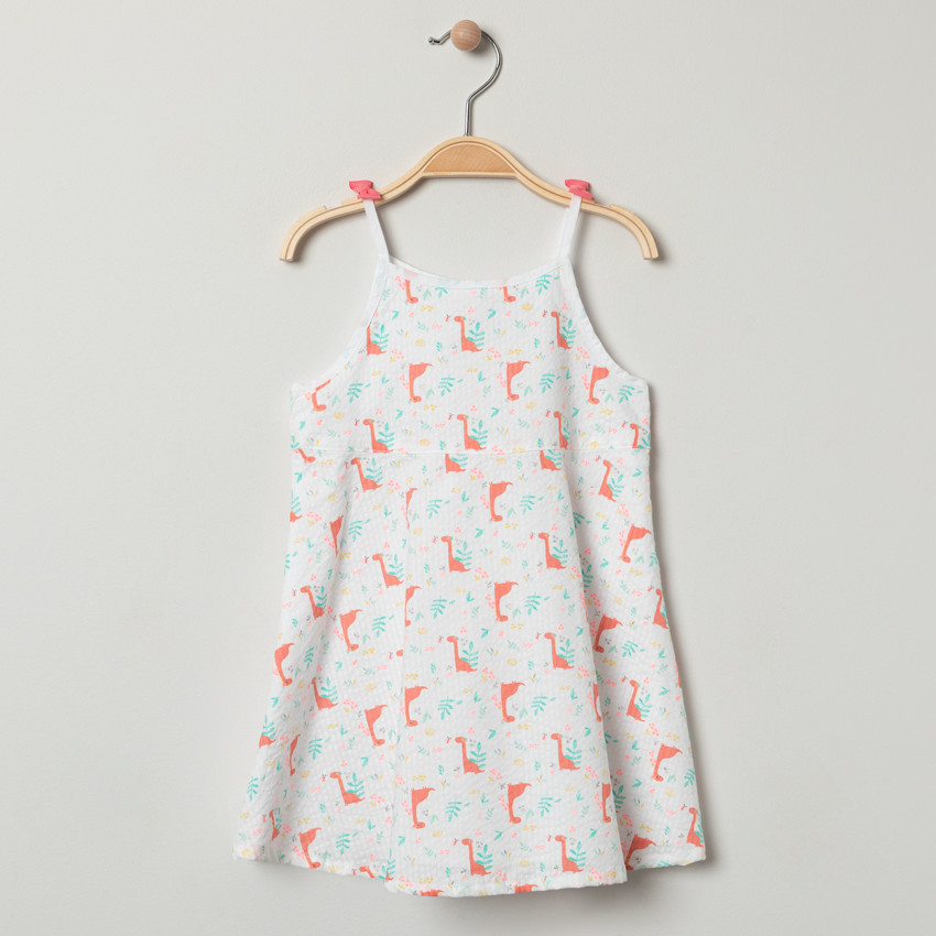 Robe à fines bretelles à dinosaures imprimés all-over 