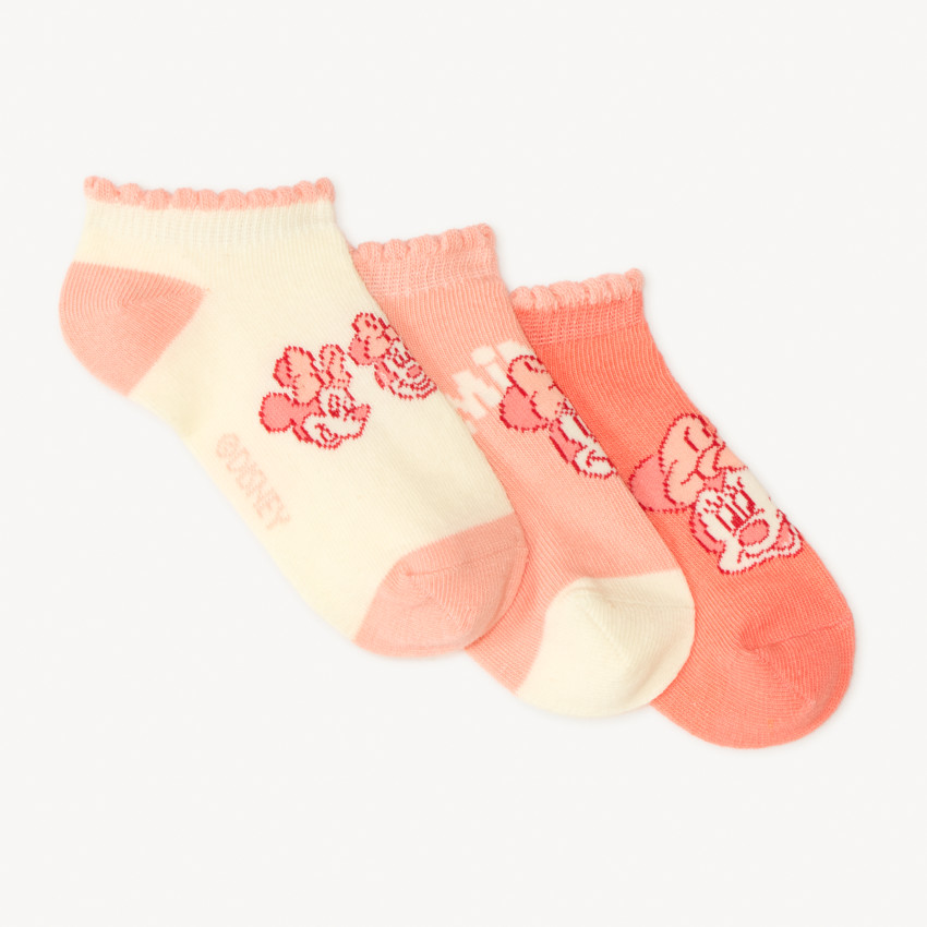 Set van 3 korte sokken Minnie Disney voor meisjes 