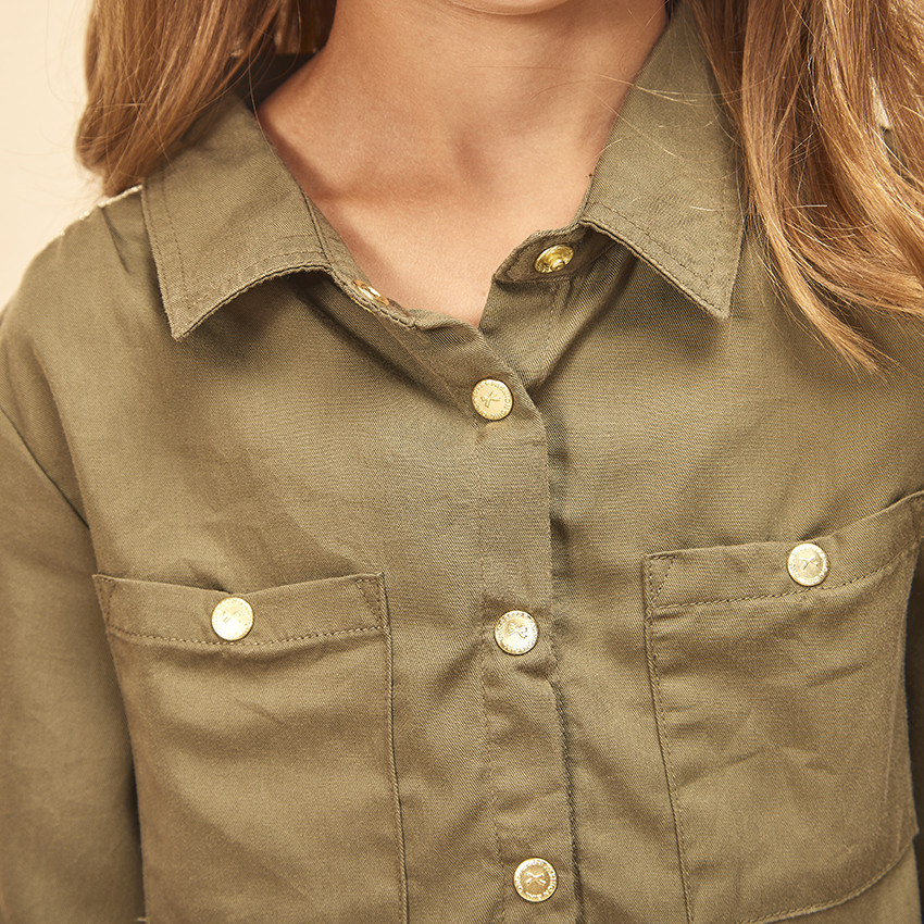 Jurk chemise in lyocell met ceintuur voor meisjes 