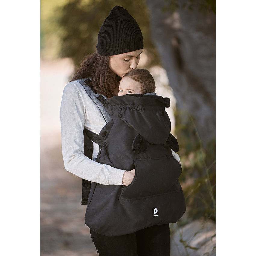 Protection chaude universelle pour porte-bébé Ourson noir 