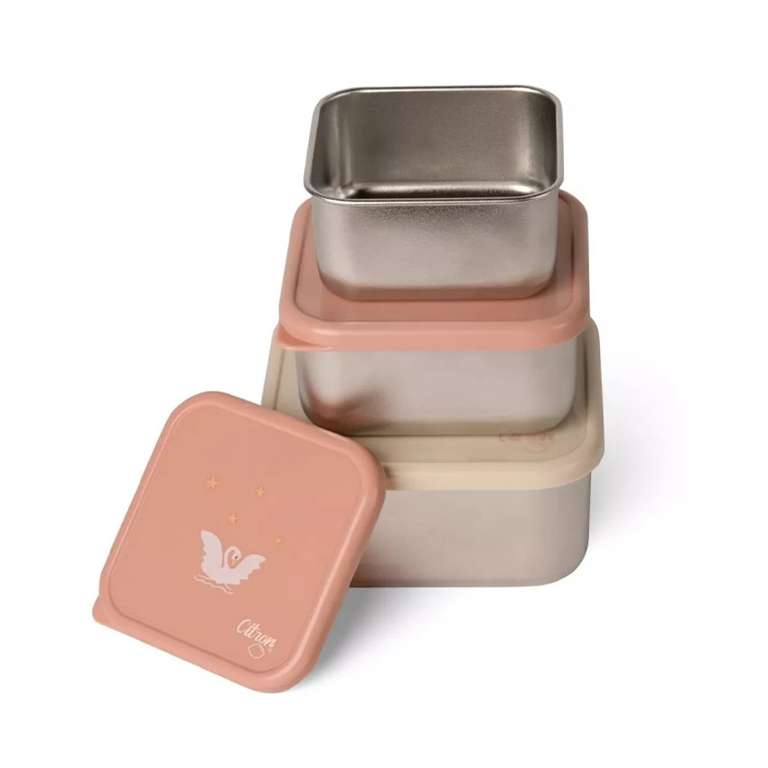 Set van 3 stapelbare roestvrije lunchbox Ballerina 