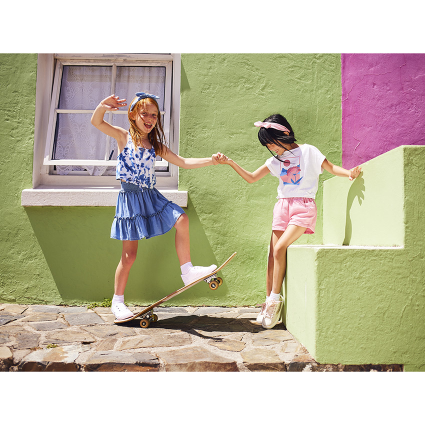 T-shirt manches courtes oversize forme boîte pour fille 