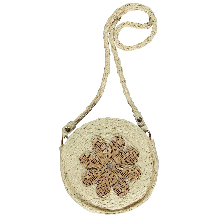 Sac bandoulière effet tressé avec fleur en sequins pour fille 