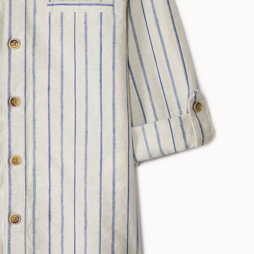 Chemise rayée à manches longues rétractables pour bébé garçon 