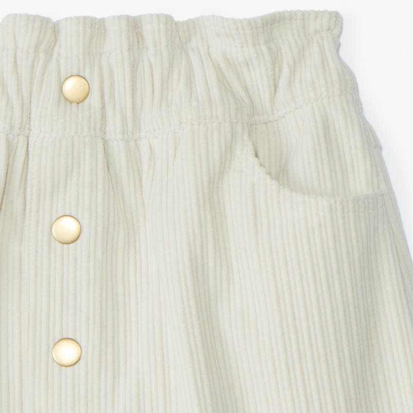 Jupe courte paperbag en velours et boutonnage pour fille  