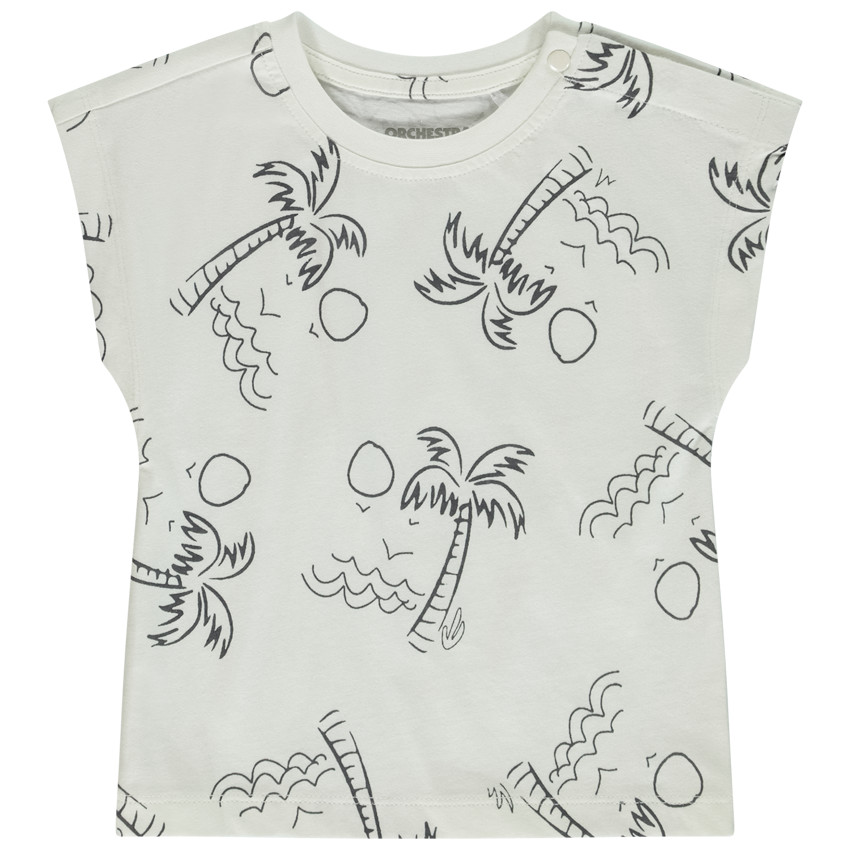 T-shirt met korte mouwen met palmenprint voor baby jongen 