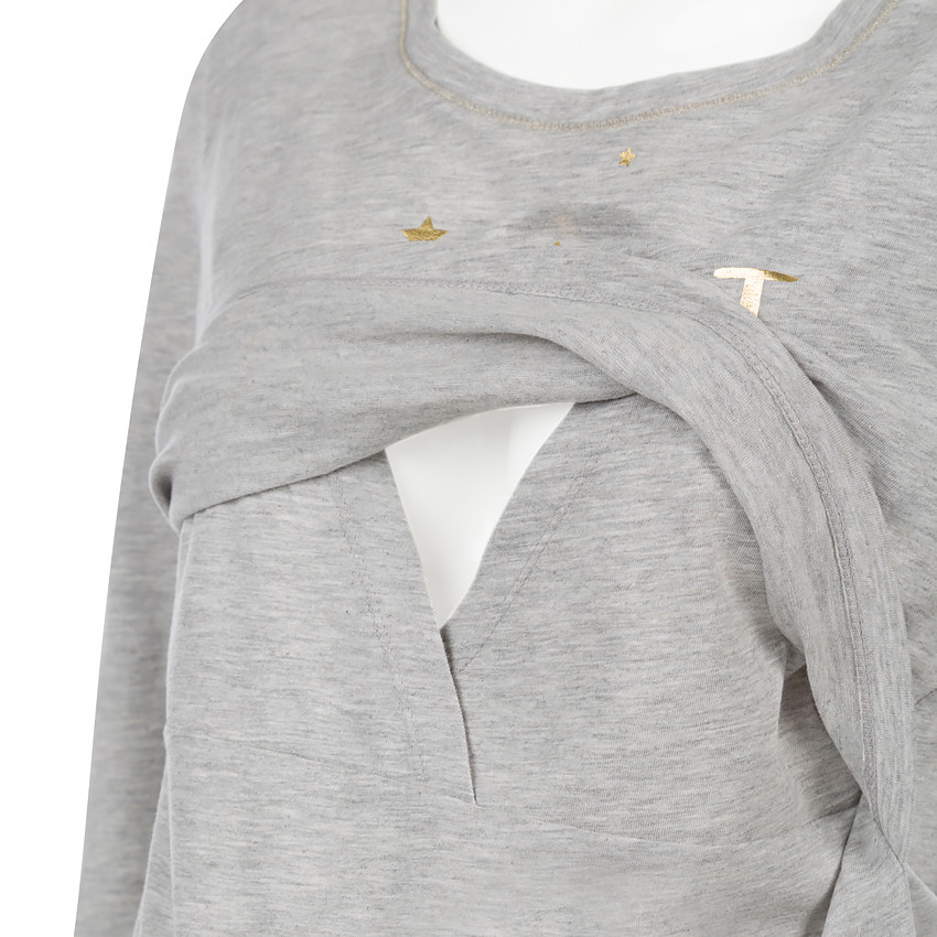 Nachthemd voor tijdens de zwangerschap geschikt voor borstvoeding met gedrukte inscripties 