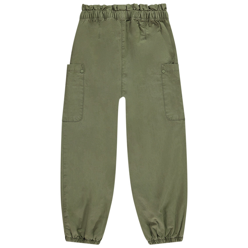 Pantalon parachute uni en toile avec grandes poches pour fille 