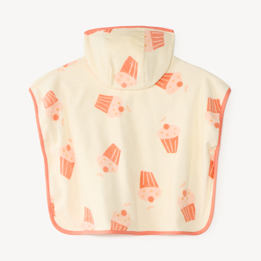 Cape de bain à capuche imprimée cupcakes pour bébé fille 