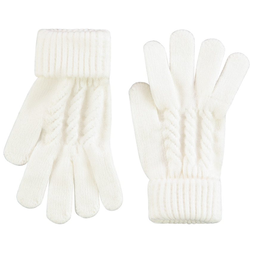 Paire de gants en tricot torsadé pour fille 