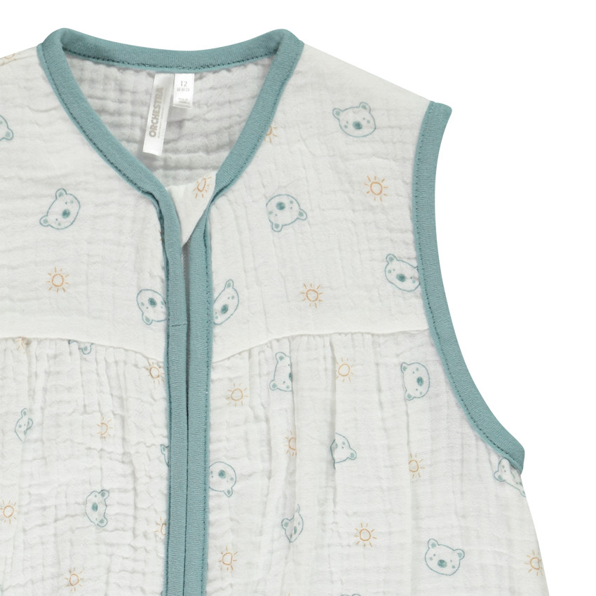 Gigoteuse sans manches en tétra coton imprimé oursons et soleils pour bébé garçon 