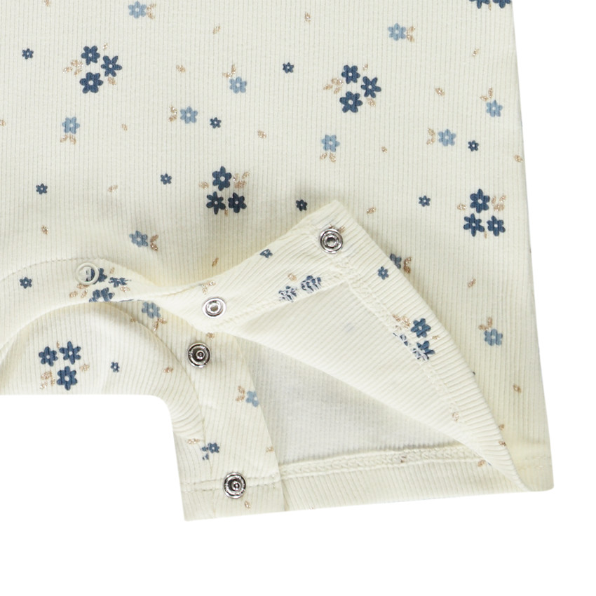 Combishorts côtelée imprimé fleuri pour bébé fille 