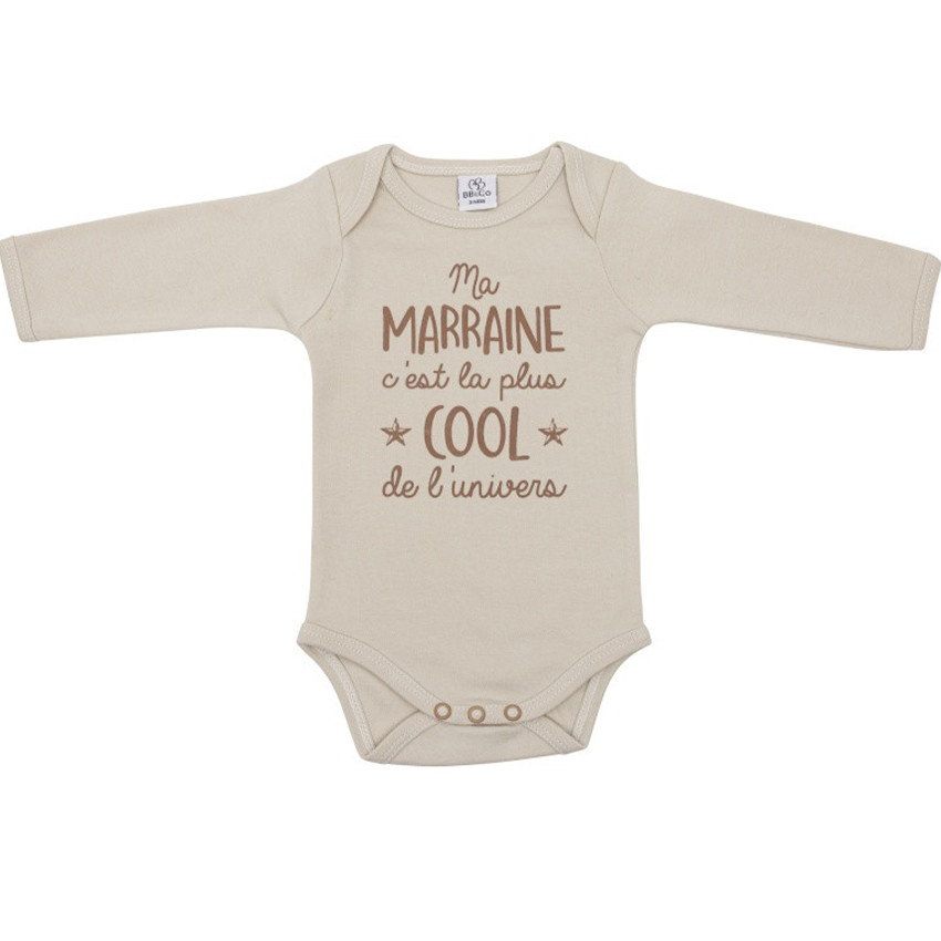 Body manches longues -« Marraine c’est la plus cool de l’univers »- Sable - 3m 