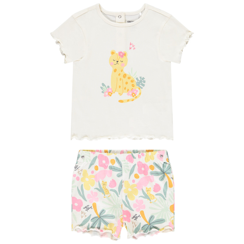 Set pyjama motifs léopards pour bébé fille avec ouvertures différentes selon l'âge 